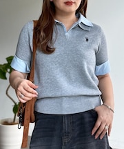 【U.S. POLO ASSN.】フェイクレイヤード半袖ポロ