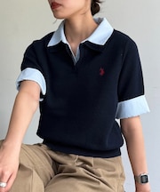 【U.S. POLO ASSN.】フェイクレイヤード半袖ポロ