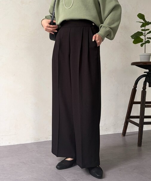 サイドボタンワイドパンツ