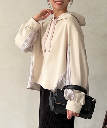 ダンボールBACKストライプ切替パーカー