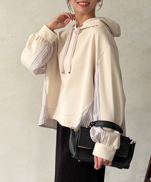 ダンボールBACKストライプ切替パーカー