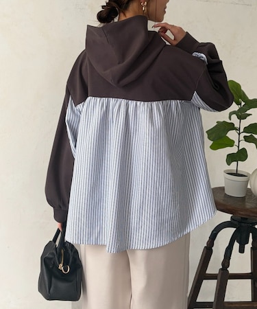 ダンボールBACKストライプ切替パーカー