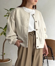 フェイクスエード袖ボリュームブルゾン