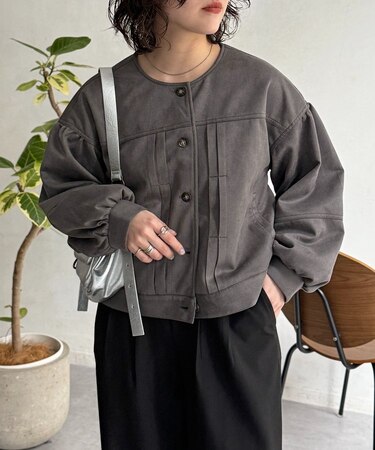 フェイクスエード袖ボリュームブルゾン