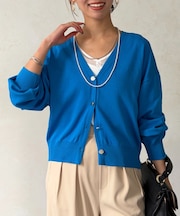 ニュアンスボタン長袖ニットカーディガン