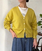 ニュアンスボタン長袖ニットカーディガン