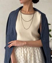 配色フレンチスリーブニット