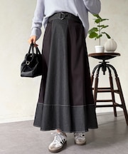 デニム切替フレアスカート