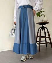 デニム切替フレアスカート