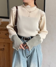 袖先切替プリーツメロープルオーバー