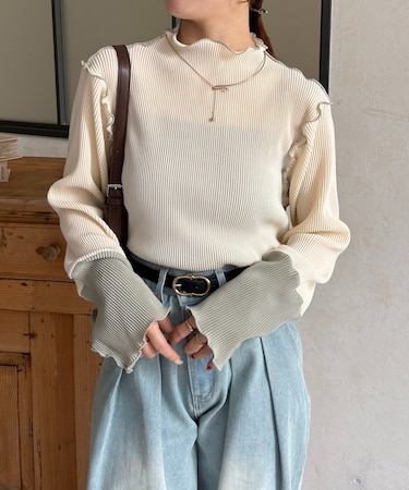 袖先切替プリーツメロープルオーバー