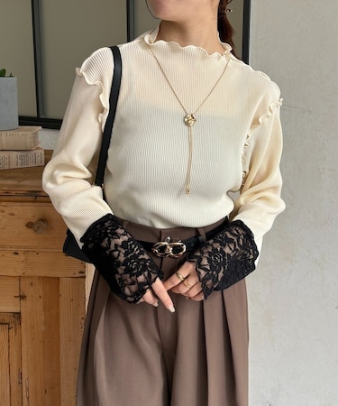 袖先切替プリーツメロープルオーバー