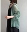 ラメワッシャー袖シャーリングシアーシャツ