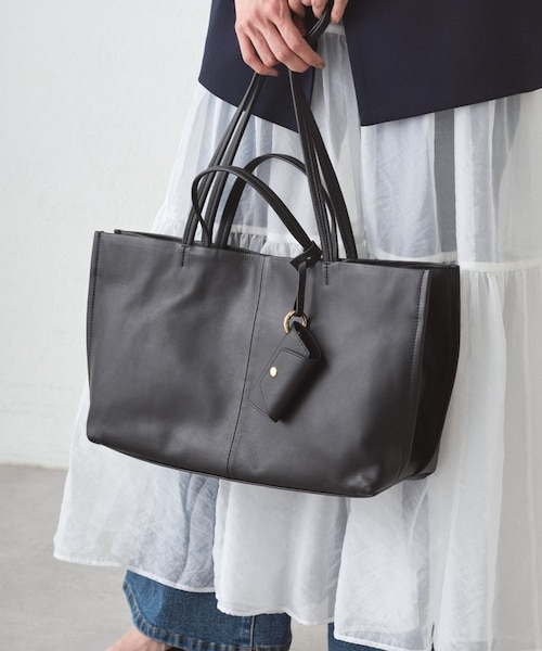 loungedres GALENA トートバッグ　ワイドトートバッグ　牛革　黒 Loungedress】【GALENA/ガレナ】ワイドトートBag｜パルグループ