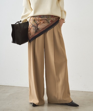 【Loungedress】2タックワイドパンツ