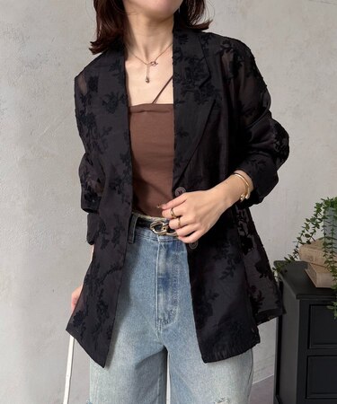 花柄シアーテーラードジャケット