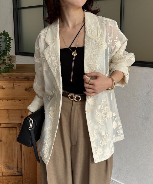 花柄シアーテーラードジャケット