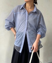 バイカラーチュールレイヤードシャツ