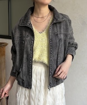 スタンドネックステッチデニムジャケット