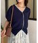 バイカラー5分袖ショートパフカーディガン