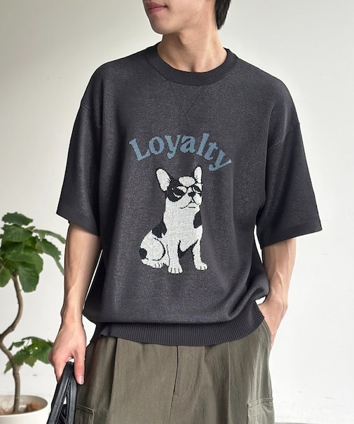 アソートモチーフジャガード半袖ニット