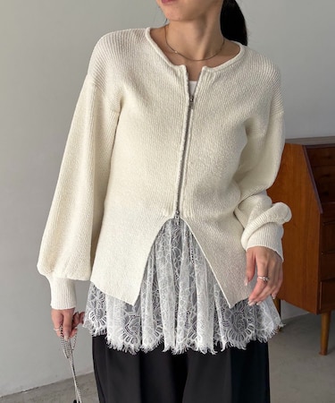 【CAPRICIEUX LE'MAGE】スラブジップパフカーディガン