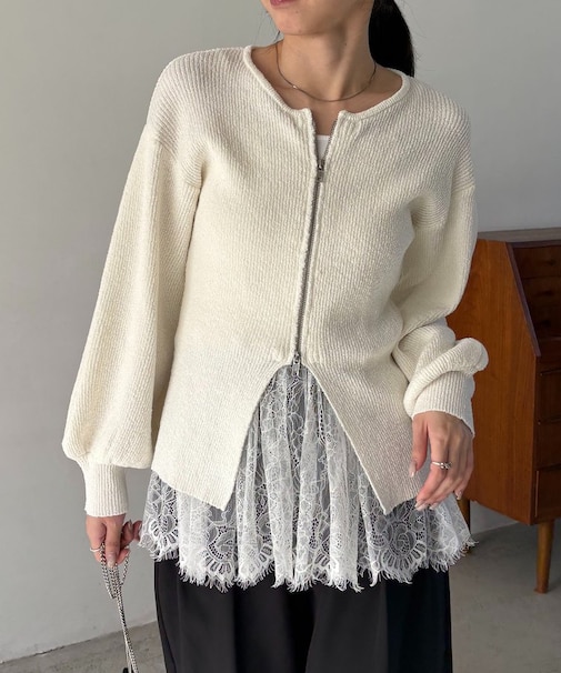 【CAPRICIEUX LE'MAGE】スラブジップパフカーディガン