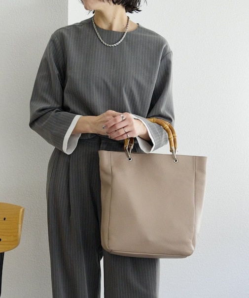 【ear PAPILLONNER】《本革/A4サイズ対応》バンブートートバッグL