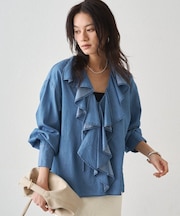 【Loungedress】フリルカラーブラウス