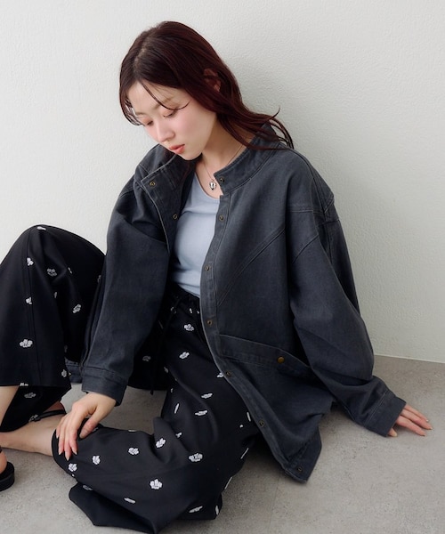 Kastane】【ティペット付き】カラーツイルレース付きジャケット｜パル