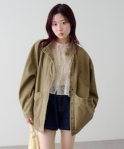 【Kastane】【ティペット付き】カラーツイルレース付きジャケット