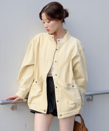 【Kastane】【ティペット付き】カラーツイルレース付きジャケット