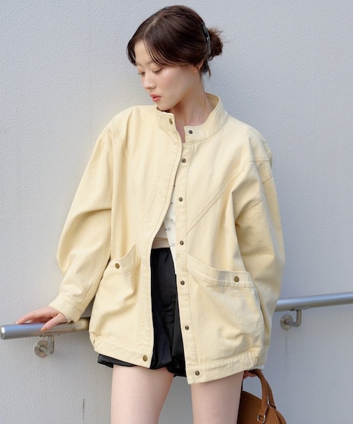 【Kastane】【ティペット付き】カラーツイルレース付きジャケット