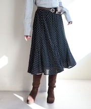 【Kastane】ドットシアーミドルスカート