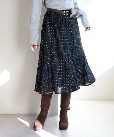 【Kastane】ドットシアーミドルスカート