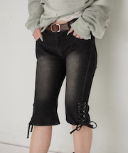 【WHO'S WHO gallery】レースアップデニムカプリパンツ