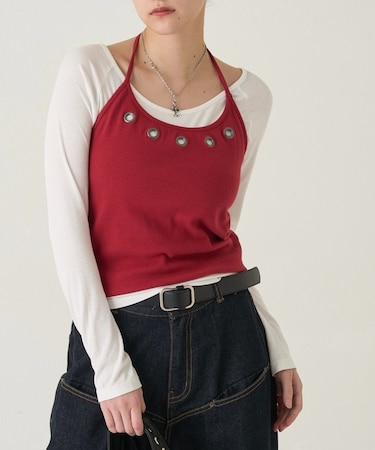 【WHO'S WHO gallery】アイレットホルターレイヤードトップス