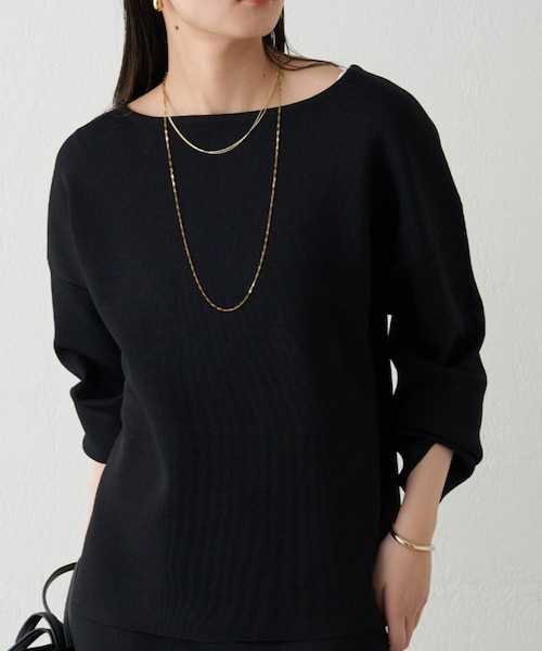 【オフホワイト】【Loungedress】スムースボートネックニット Loungedress】スムースボートネックニット | OUTLET(アウトレット