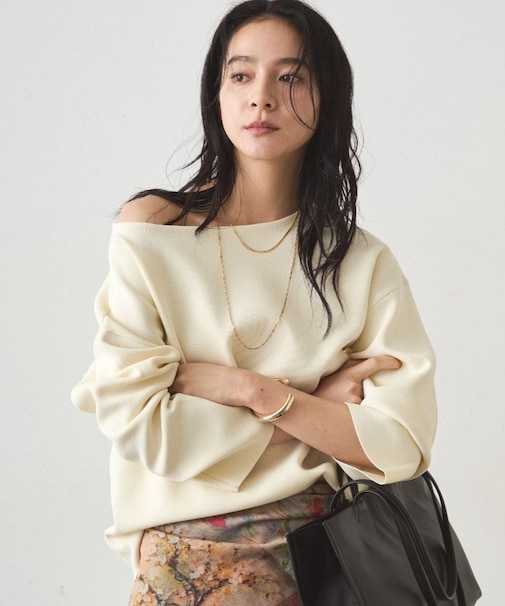 【Loungedress】スムースボートネックニット