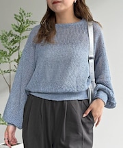 麻タッチメッシュプルオーバー