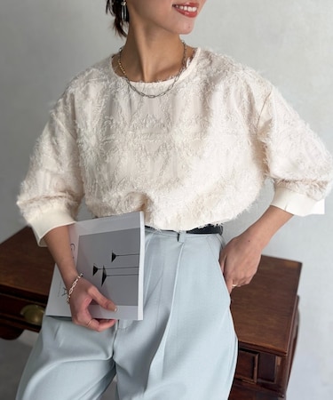 リブ切替花柄JQプルオーバー