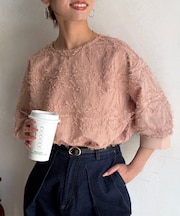 リブ切替花柄JQプルオーバー