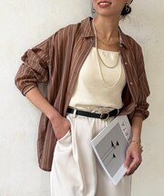 【程よい透け感】シアーストライプシャツ