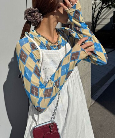 【Ciaopanic】アーガイル柄シアートップス