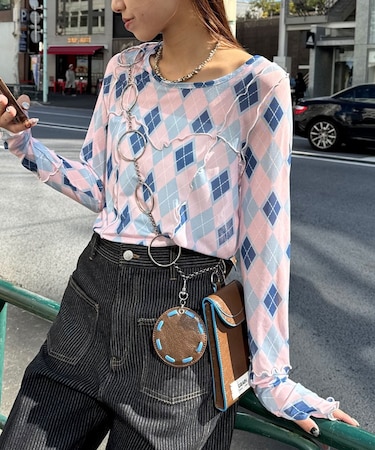 【Ciaopanic】アーガイル柄シアートップス