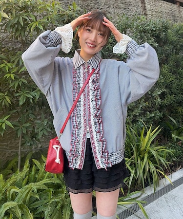【Ciaopanic】【aya】HSリボン付きチェックブルゾン