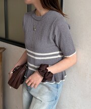 裾フリルブークレボーダーニット