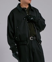 【WHO'S WHO gallery】トロピカル襟レザー切り替えジップブルゾン