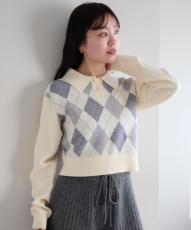 【Kastane】アーガイルポロニット