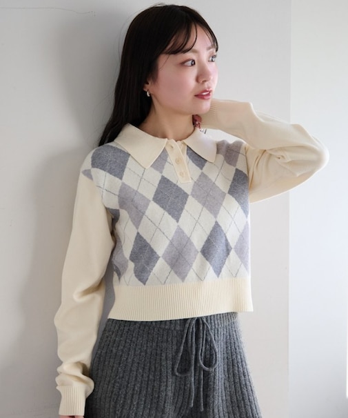 【Kastane】アーガイルポロニット